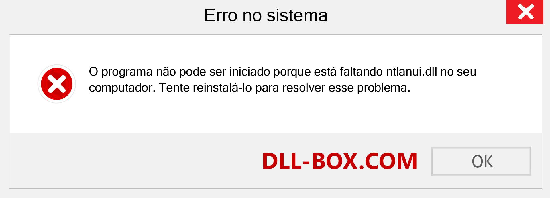 Arquivo ntlanui.dll ausente ?. Download para Windows 7, 8, 10 - Correção de erro ausente ntlanui dll no Windows, fotos, imagens